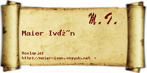 Maier Iván névjegykártya